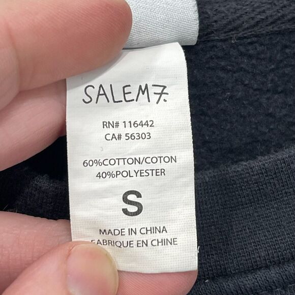 Salem7 Sz Small Pullover Sweatshirt Skull Butterfly Black Long Sleeve Skateboard - Picture 8 of 9